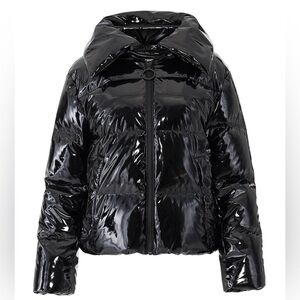 Kendall & Kylie Shiny Black Puffer Coat